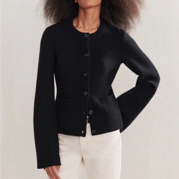 Jenni Kayne Black Button-Front Knit Cardigan